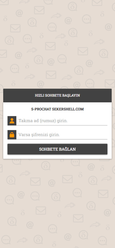 SProChat mobil giriş ekranı
