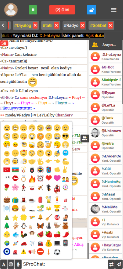 SProChat emoji listesi alanı