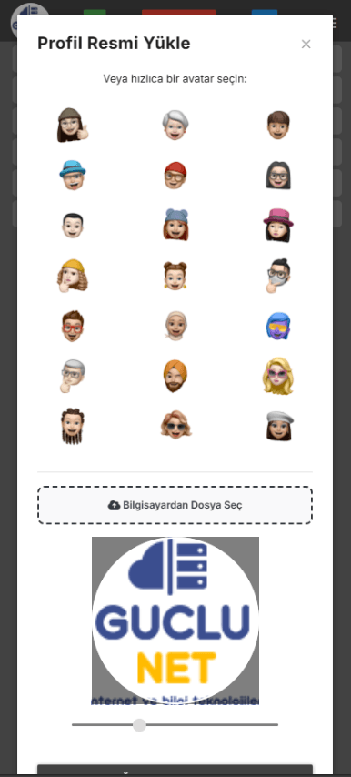 SProChat profil resim yükleme alanı